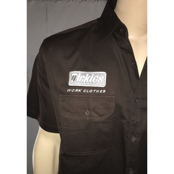 DICKIES Utility Shirt Brown Button Front Relaxed Fit 100% Cotton NEW OLD STOCK - Picture 3 of 10
